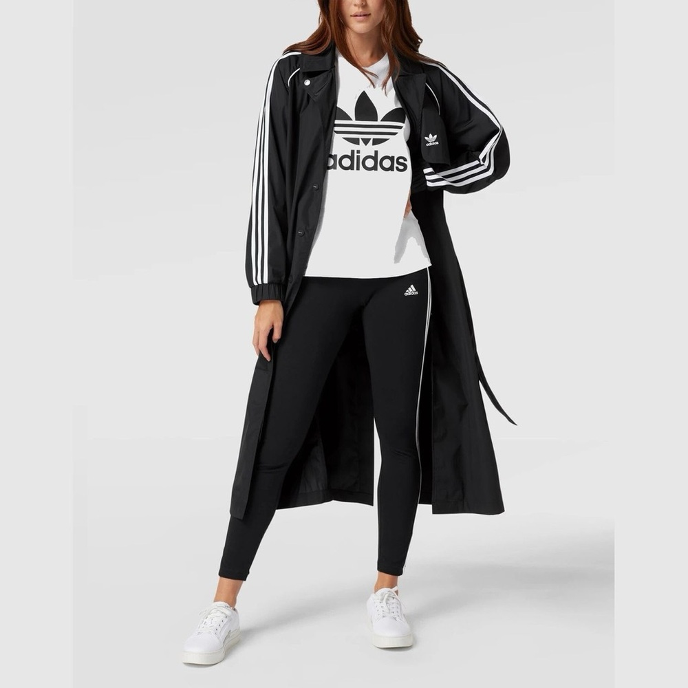 NWT 📸 ADIDAS ORIGINALS 3 STRIPE SUPERSTAR RETRO TRENCH COAT-BLACK-WOMENS SIZE M